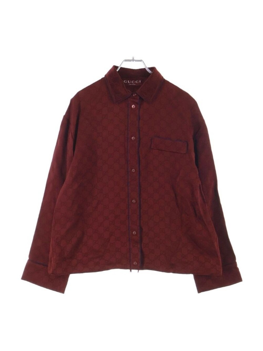 Gucci GG All Over Print Rayon Long Sleeve Shirt